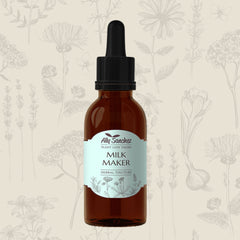 Milk Maker on a cream background with soft mixed botanical illustrations
